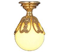 Dolls House Ornate Gold Globe Ceiling Lamp 12V Miniature Electric Brass Light