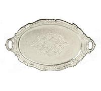 Dolls House Oval Silver Serving Tea Tray Miniature Dining Room Accessory