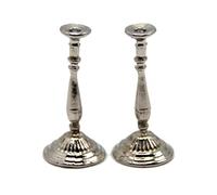 Dolls House Pair of Silver Candlesticks Miniature Accessory