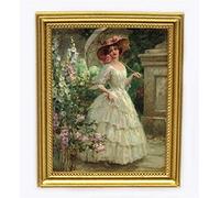 Dolls House Parasol in The Garden Painting Gold Frame Miniature Accessory 1:12