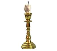 Dolls House Pillar Candle on Tall Gold Candlestick Ornament Church Accessory