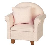 Dolls House Pink Classic Armchair & Cushion Modern 1:12 Living Room Furniture