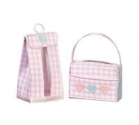 Dolls House Pink Gingham Nappy Stacker & Baby Bag Miniature Nursery Accessory