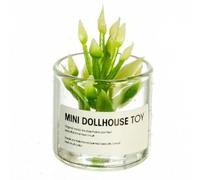 Dolls House Plant in Glass Jar Modern Ornament Nordic Natural Accessory 1:12