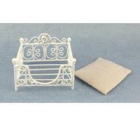 Dolls House Prince or Princess Dog Cat Bed Basket White Miniature Pet Accessory