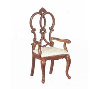 Dolls House Queen Anne Croix Side Chair Walnut Platinum Dining Room Furniture