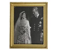 Dolls House Queen Elizabeth II & Prince Philip Royal Wedding Picture in Frame