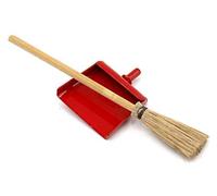 Melody Jane Dolls House Red Dustpan & Brush Besom Broom Miniature Kitchen Cleaning Accessory