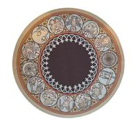 Dolls House Round Rug Zodiac Wheel Design Brown Beige Floor Accessory Medium