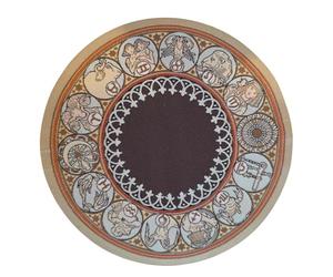 Dolls House Round Rug Zodiac Wheel Design Brown Beige Floor Accessory Medium