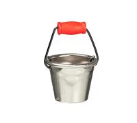 Dolls House Silver Bucket With Red Handle Miniature Kitchen Cleaning Accessory