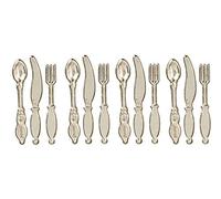 Melody Jane Dolls House Silver Cutlery Set Miniature Metal Kitchen Dining 1:12 Accessory