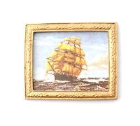 Dolls House Spanish Galleon Ship Picture in Gold Frame 1:12 Miniature Accessory