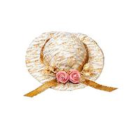 Dolls House Straw Hat Pink Flower Miniature Garden Bedroom Hall Accessory 1:12