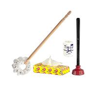 Dolls House Traditional Toilet Brush Tissue Plunger Miniature Bathroom Accessory