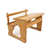 Dolls House Twin Double School Desk & Bench Old Fashioned Pine 1:12 Furniture