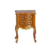 Dolls House Victorian Bedside Cabinet Walnut w Gold Trim JBM Bedroom Furniture