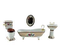 Dolls House Victorian Royal Bathroom Suite Miniature Porcelain 1:12 Furniture