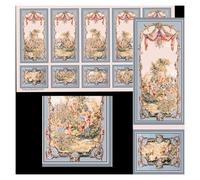 Dolls House Wall Panel Wallpaper Chinoiserie Blue 1:12 Scale Miniature Print