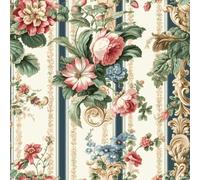 Dolls House Wallpaper Blue Striped Floral Design Miniature Print 1:12 Decoration