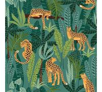 Dolls House Wallpaper Blue Tropical Cheetah Design Miniature Print 1:12 Scale