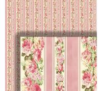 Dolls House Wallpaper Victorian Floral Stripe 1/2 inch 1:24 Miniature Print 593
