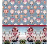 Dolls House Wallpaper Vintage Hot Air Balloons with Frieze 1/2in 1:24 Scale