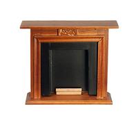 Dolls House Walnut & Black Fireplace with Logs Miniature Furniture1:12 Scale