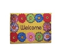 Dolls House Welcome Door Mat 1:24 Scale Colourful Flowers Design