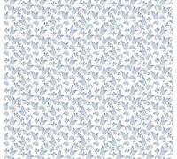Dolls House White & Blue Floral Flower Pattern Miniature Print Wallpaper 1:12