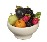 Dolls House White Bowl of Fruit Modern Kitchen Dining Room Accessory 1:12 Food
