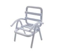 Dolls House White Patio Lawn Chair 1:24 Half Inch Scale Metal Garden Furniture
