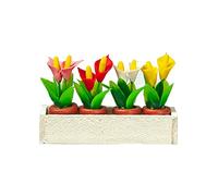Dolls House White Window Box with 4 Pots of Lilies Miniature Garden Accessory