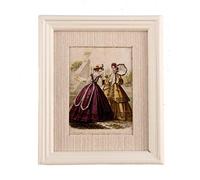 Dolls House Winter Fashion Plate Painting in White Frame Accessory Picture