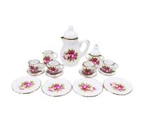 Dolls House Wonderland 1:12th Scale Pink Rose 15 Piece Teaset
