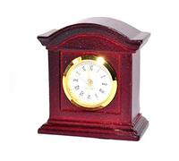 Dolls House Working Mantle Clock Mahogany Wood Miniature Living Room Accessory