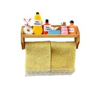 Dolls House Yellow Toiletries & Towels on Shelf Miniature Bathroom Accessory