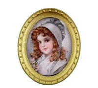 Melody Jane Dolls House Young Girl Portrait Picture Oval Gold Frame A Miniature Accessory