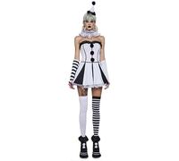 Dolls Kill Classic Pierrot Clown Costume - Playful Halloween Outfit for Women by Trickz N' Treatz -, White, X-Large