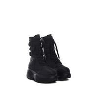 Dolls Kill Mad Hustle Pocket Combat Boots by Poster Grl - Chunky Platform Combat Boots with Zipper Pockets & Buckled Straps, Black, 5.5 UK