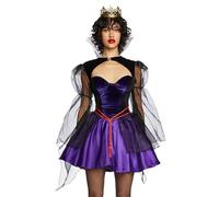 Dolls Kill One Bad Apple Costume Set by Trickz N’ Treatz - Velvet Dress with Crown, Collar, and Organza Skirt, Black, Medium