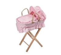 Dolls Moses Basket With Stand - Dimple Bedding, for Kids & Toddlers (Pink)