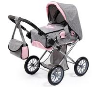 Dolls pram City Star stroller, foldable, adjustable handle, removable carrycot, convertible