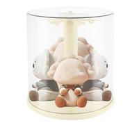 Dolls Rotating Display Cases, Plastic Doll Keychains Rotating Storage Box, 21.5 x21.5 x23.5CM 360° All Round Dustproof Clear Cabinet, Flexible Stacking for Living Room Office Collection Shelves