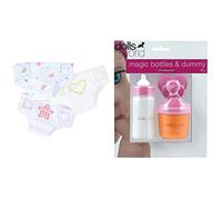 Dolls World Fabric 3-Pack Nappies from Peterkin: Adjustable and reusable fabric dolls nappies Dolls & Accessories Age 18 Months + and 8512 Magic Baby Bottle and Dummy from Peterkin