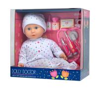 Dolls World from Peterkin | Dolly Doctor Doll | 46cm (18") soft bodied doll with vinyl limbs, sleeping eyes, deluxe outfit, medical role play accessories and dummy | Dolls & Accessories | Ages 3+