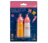 Dolls World from John Adams | Magic Bottles 2-Pack | Baby Doll Bottles with Disappearing Milk & Orange Juice | Pretend Doll Feeding Accessories Set for Toddlers 18 Months+