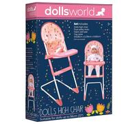 DOLLSWORLD from Peterkin | Folding high chair, suitable for dolls up to 56cm (22") | High chair measures 33 x 26 x 60cm | Dolls & Accessories | Ages 3+
