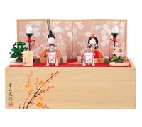 Dollshop Honpo h283-koi-miww100 Compact Hina Doll, Wood Grain Doll Decoration, Storage Ornament, Prince Decoration, Japanese Works with Tohime, Paulownia Box
