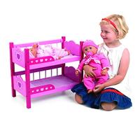 DOLLSWORLD CLASSIC from Peterkin | Deluxe Wooden Bunk Beds | Wooden dolls bunk beds with 2 quilts and 2 pillows, suitable for dolls up to 46cm (18") | Dolls & Accessories | Ages 3+